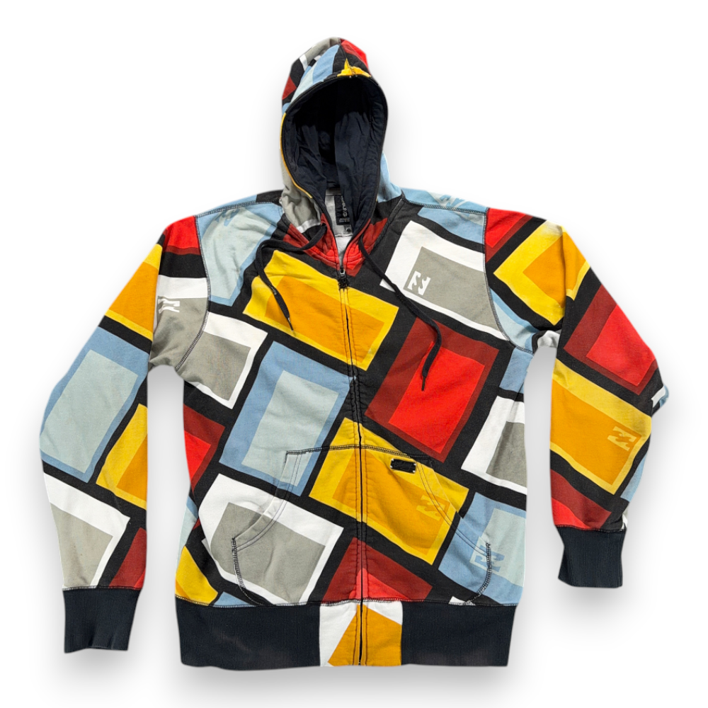 Billabong Hoodie Adult LARGE Yellow Geometric Sweatshirt Sweater Zip Surf Y2K-1 Billabong Hoodie Adult LARGE Yellow Geometric Sweatshirt Sweater Zip Surf Y2K