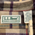 Vintage LL Bean Shirt Adult 2XL XXL Brown Plaid Chamois Flannel Outdoor Tall 90s