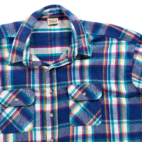 Vintage Five Brother Shirt Adult 4XL Blue Turquoise Plaid Flannel Workwear 90s