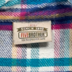 Vintage Five Brother Shirt Adult 4XL Blue Turquoise Plaid Flannel Workwear 90s