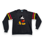 Vintage Mickey Mouse Sweater Adult MEDIUM Black Disney Sweatshirt Stripe USA 80s