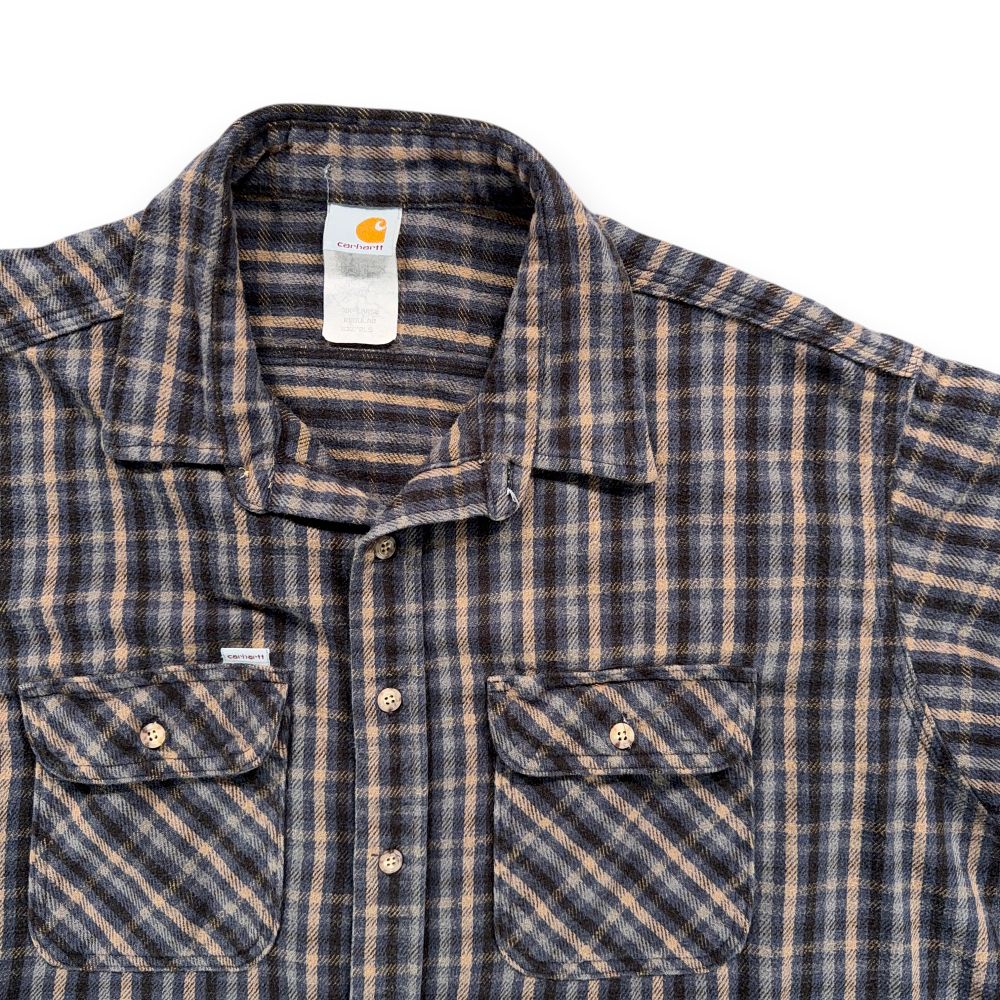 Vintage Carhartt Shirt Adult 3XL XXXL Blue Brown Plaid Flannel Workwear USA 90s-2 Vintage Carhartt Shirt Adult 3XL XXXL Blue Brown Plaid Flannel Workwear USA 90s