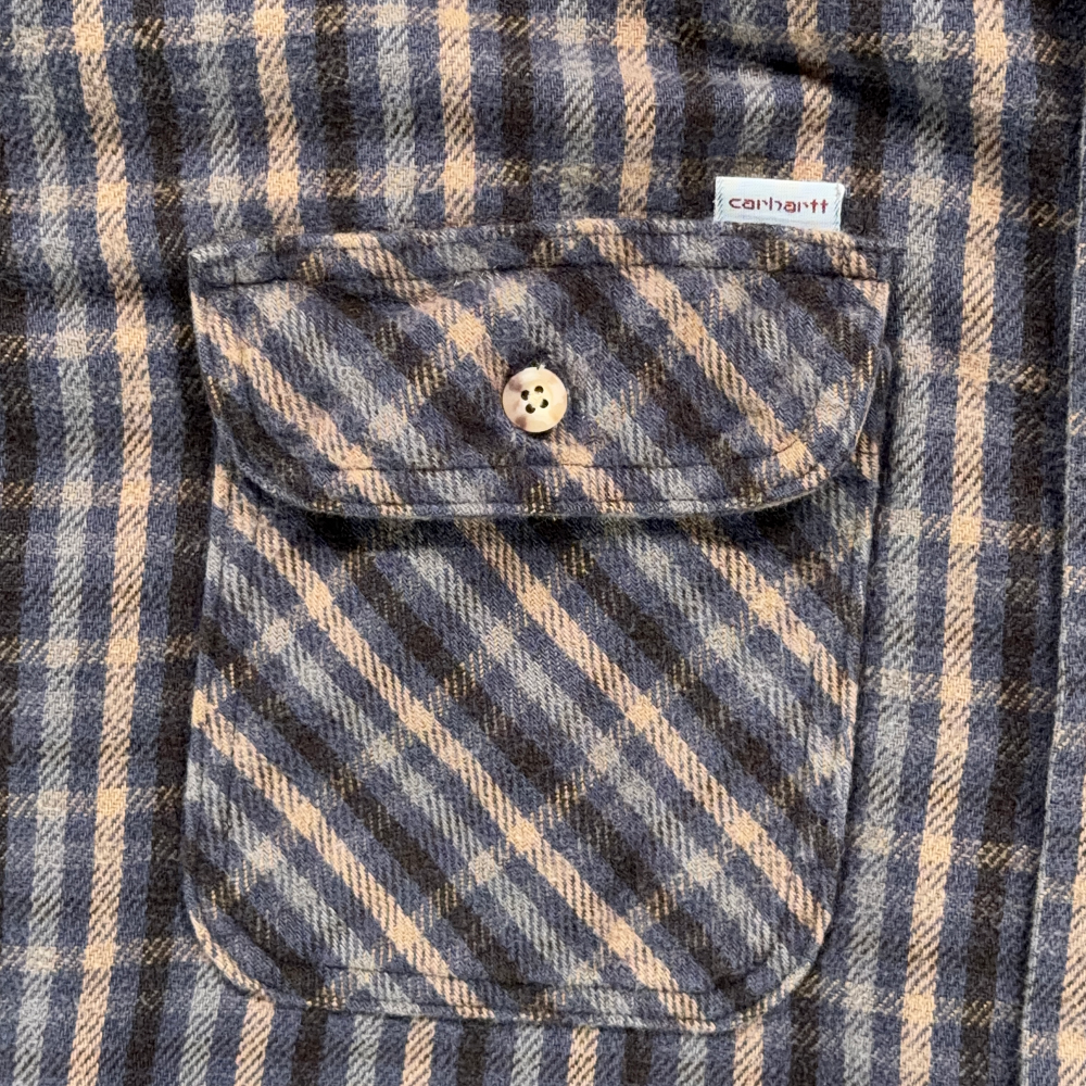 Vintage Carhartt Shirt Adult 3XL XXXL Blue Brown Plaid Flannel Workwear USA 90s-4 Vintage Carhartt Shirt Adult 3XL XXXL Blue Brown Plaid Flannel Workwear USA 90s