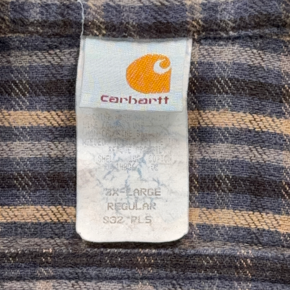 Vintage Carhartt Shirt Adult 3XL XXXL Blue Brown Plaid Flannel Workwear USA 90s-5 Vintage Carhartt Shirt Adult 3XL XXXL Blue Brown Plaid Flannel Workwear USA 90s