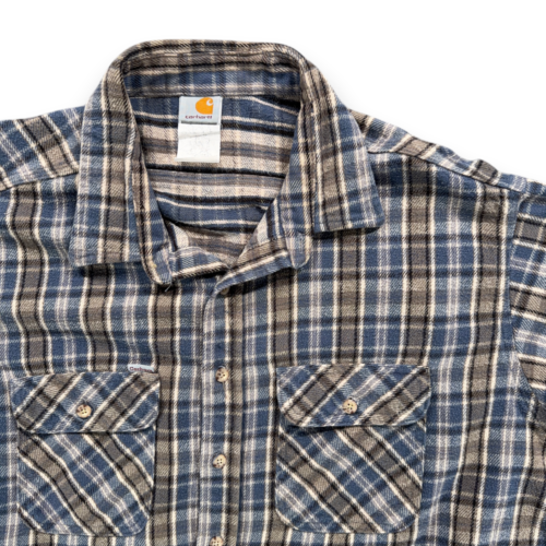 Vintage Carhartt Shirt Adult 3XL XXXL Blue Gray Plaid Flannel Workwear USA 90s-2 Vintage Carhartt Shirt Adult 3XL XXXL Blue Gray Plaid Flannel Workwear USA 90s