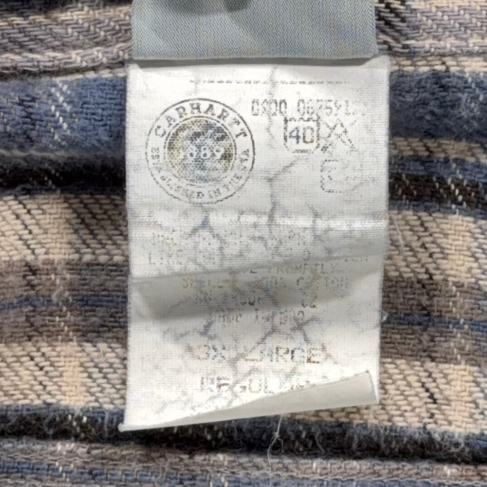 Vintage Carhartt Shirt Adult 3XL XXXL Blue Gray Plaid Flannel Workwear USA 90s-6 Vintage Carhartt Shirt Adult 3XL XXXL Blue Gray Plaid Flannel Workwear USA 90s