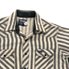 Vintage Wrangler Western Shirt Adult MEDIUM Gray White Striped Flannel USA 80s