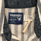 Vintage Wrangler Western Shirt Adult MEDIUM Gray White Striped Flannel USA 80s