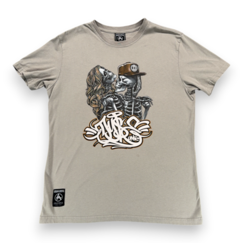 DyseOne Shirt Adult MEDIUM Gray Skeleton Couple Graffiti Streetwear Tattoo