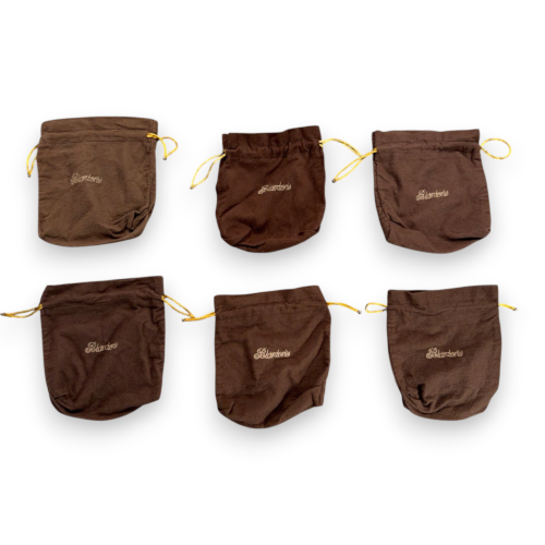 Blantons Bags Brown Gold Set of 6 Felt Embroidered Drawstring Bourbon Whiskey