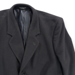Vintage Di Silver Coat Adult EXTRA LARGE Black Cashmere Blend Satin Lined 90s
