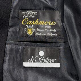 Vintage Di Silver Coat Adult EXTRA LARGE Black Cashmere Blend Satin Lined 90s