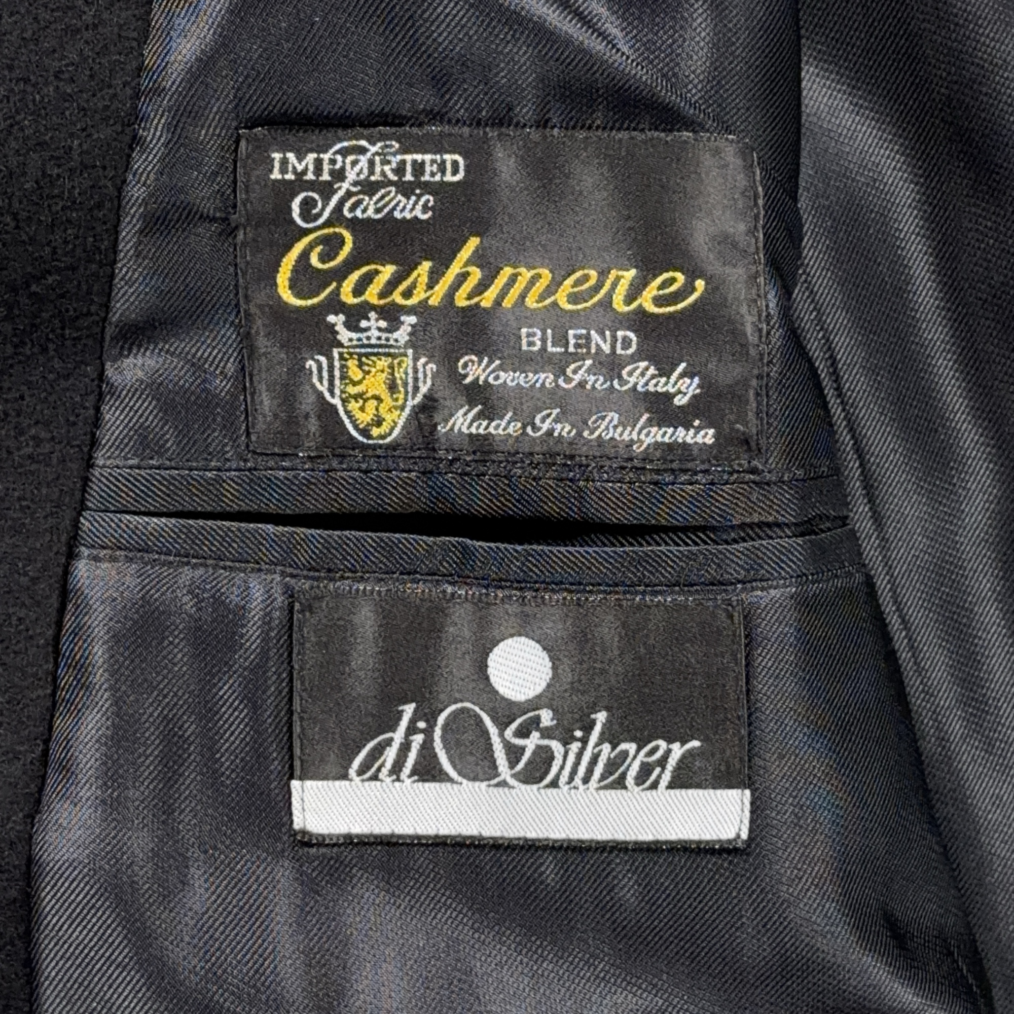 Vintage Di Silver Coat Adult EXTRA LARGE Black Cashmere Blend Satin Lined 90s-7 Vintage Di Silver Coat Adult EXTRA LARGE Black Cashmere Blend Satin Lined 90s