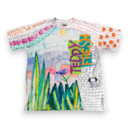 Teddy Fresh Shirt Adult EXTRA LARGE White Off The Rails Crayon Drawing Allover