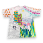 Teddy Fresh Shirt Adult EXTRA LARGE White Off The Rails Crayon Drawing Allover