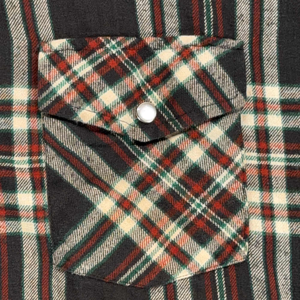 Vintage Lariat Western Shirt Adult LARGE Black Plaid Flannel Pearl Snaps 80s-5 Vintage Lariat Western Shirt Adult LARGE Black Plaid Flannel Pearl Snaps 80s