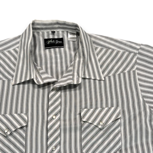 Vintage White Horse Western Shirt Adult 2XL XXL White Striped Pearl Snap 90s-2 Vintage White Horse Western Shirt Adult 2XL XXL White Striped Pearl Snap 90s