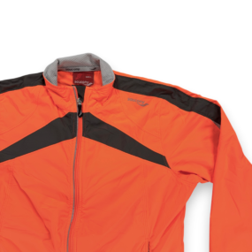 Saucony Jacket Womens SMALL Orange Gray Windbreaker Running Vizipro Reflective