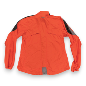 Saucony Jacket Womens SMALL Orange Gray Windbreaker Running Vizipro Reflective
