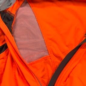 Saucony Jacket Womens SMALL Orange Gray Windbreaker Running Vizipro Reflective