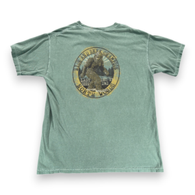 Bigfoot Shirt Adult LARGE Green Hide Seek Champion North Woods Sasquatch Y2K