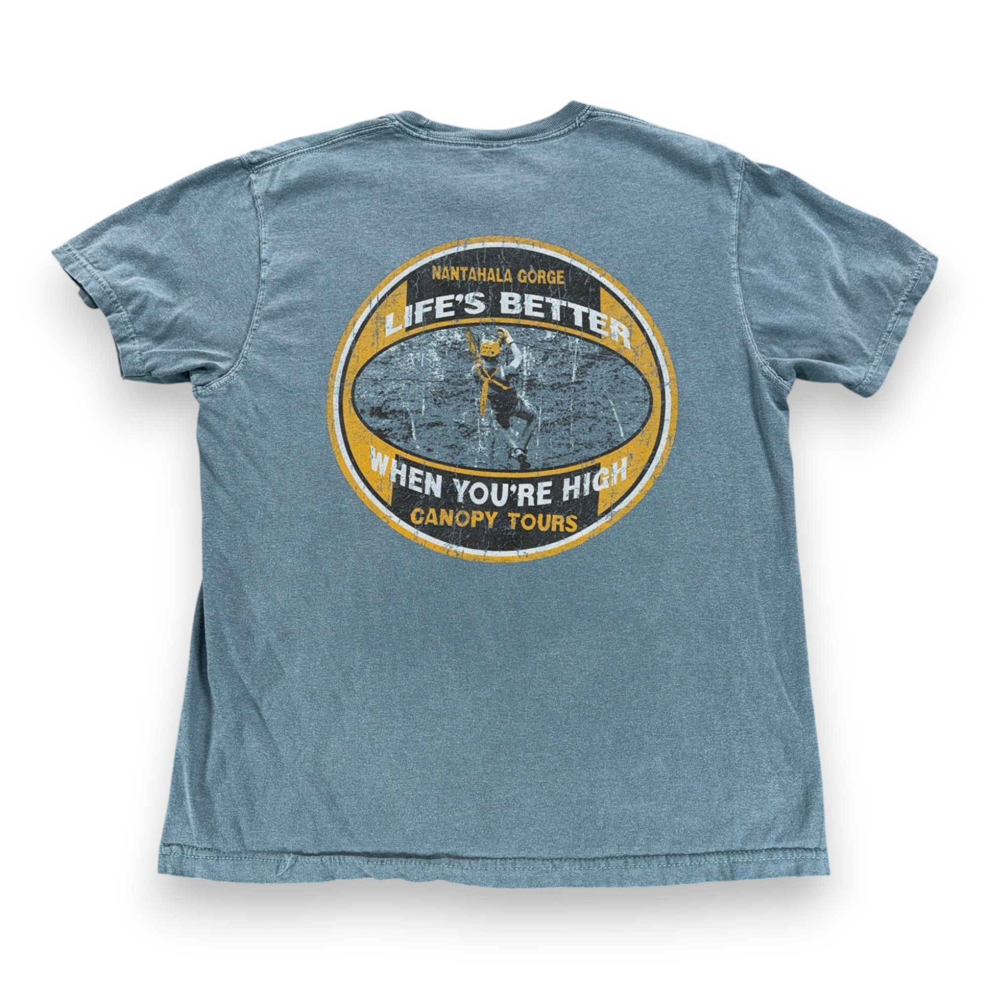 Nantahala Gorge Shirt Adult MEDIUM Blue Canopy Tours Better High Zipline Y2K-1 Nantahala Gorge Shirt Adult MEDIUM Blue Canopy Tours Better High Zipline Y2K
