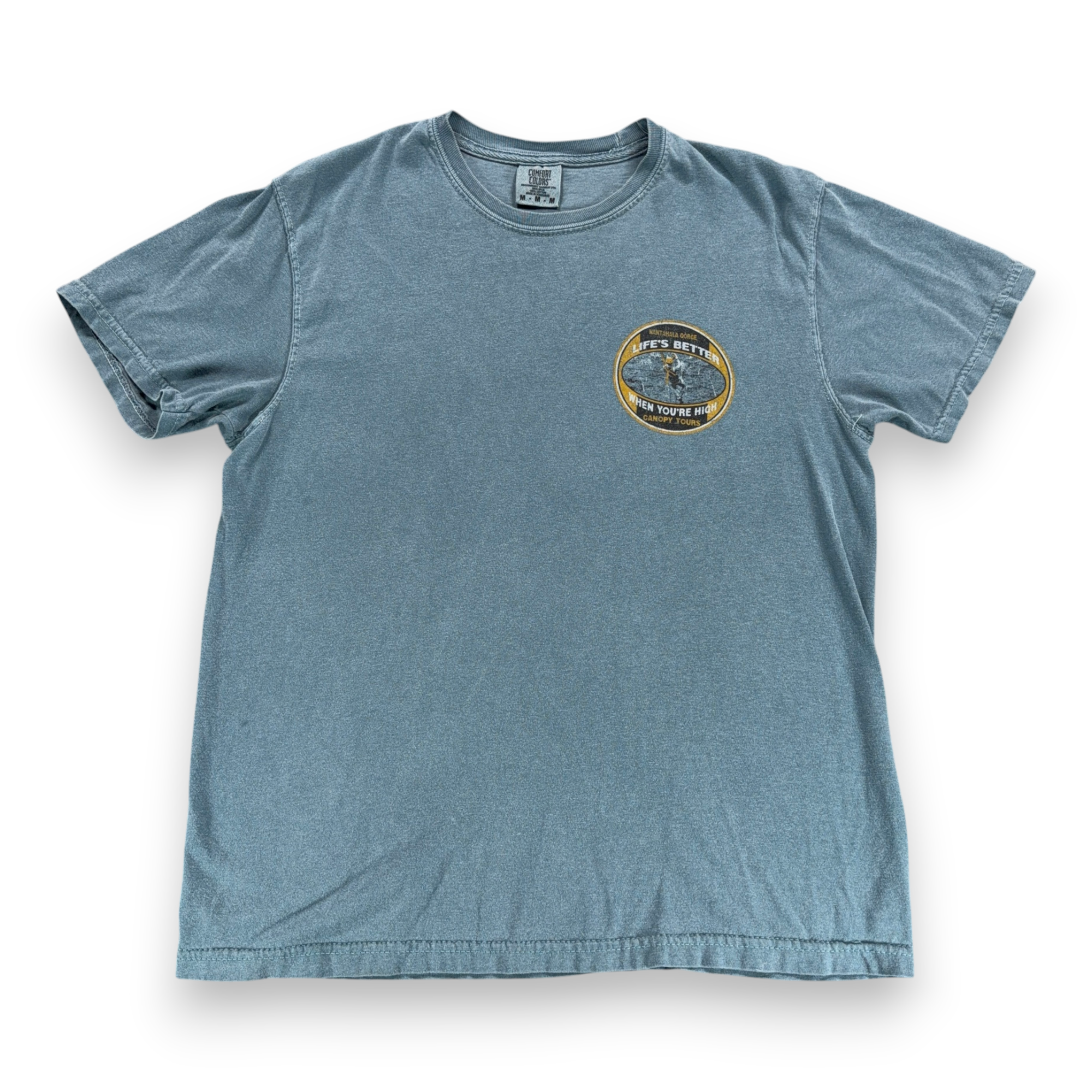 Nantahala Gorge Shirt Adult MEDIUM Blue Canopy Tours Better High Zipline Y2K-3 Nantahala Gorge Shirt Adult MEDIUM Blue Canopy Tours Better High Zipline Y2K