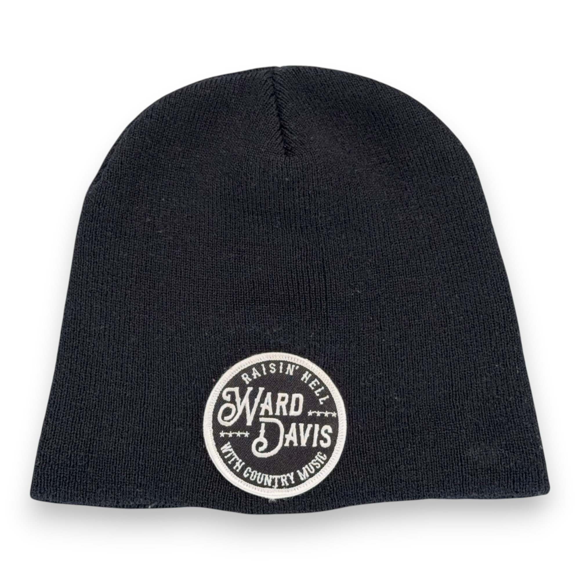 Vintage Ward Davis Hat Adult Black Beanie Raisin Hell Country Music Patch 90s-1 Vintage Ward Davis Hat Adult Black Beanie Raisin Hell Country Music Patch 90s