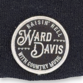 Vintage Ward Davis Hat Adult Black Beanie Raisin Hell Country Music Patch 90s