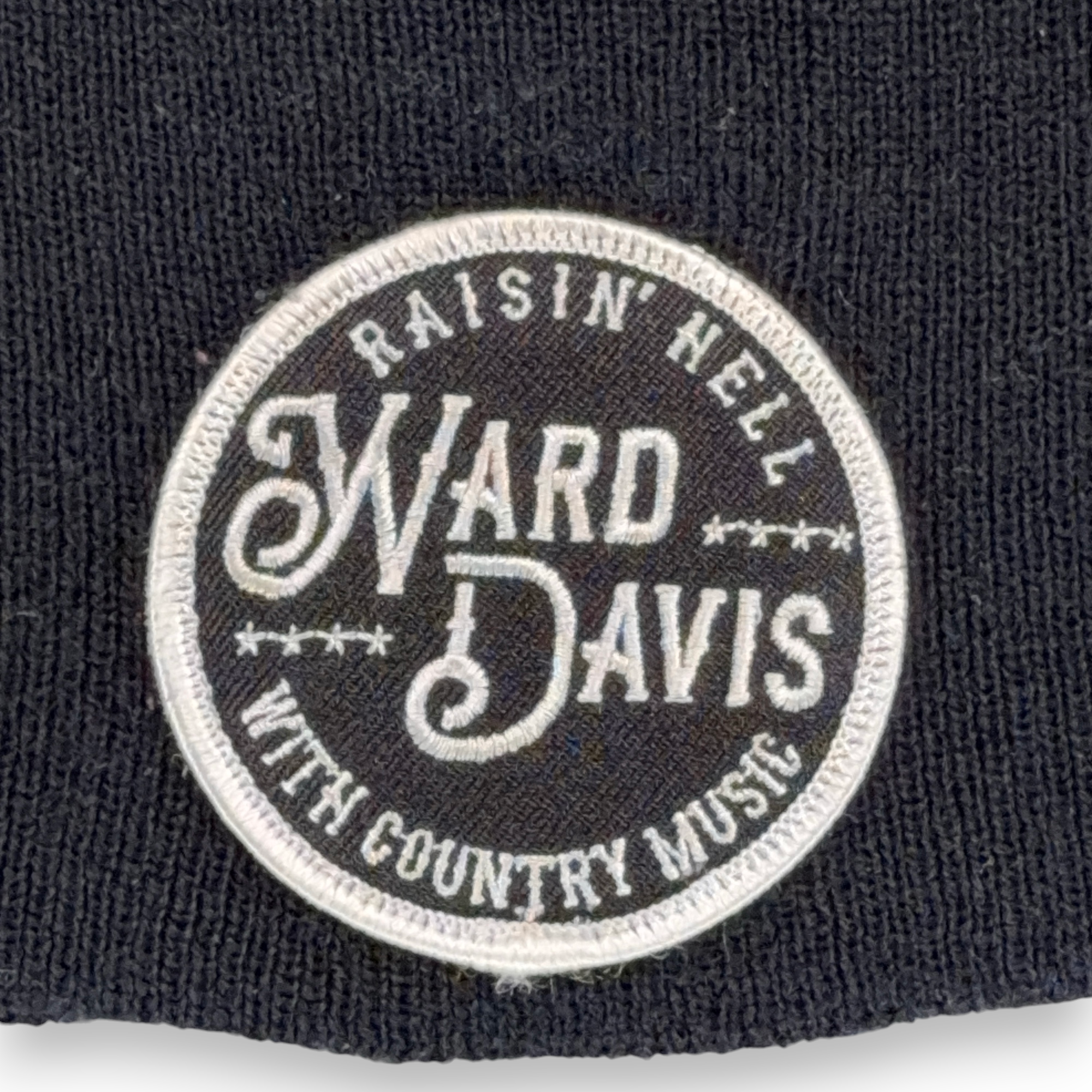 Vintage Ward Davis Hat Adult Black Beanie Raisin Hell Country Music Patch 90s-2 Vintage Ward Davis Hat Adult Black Beanie Raisin Hell Country Music Patch 90s