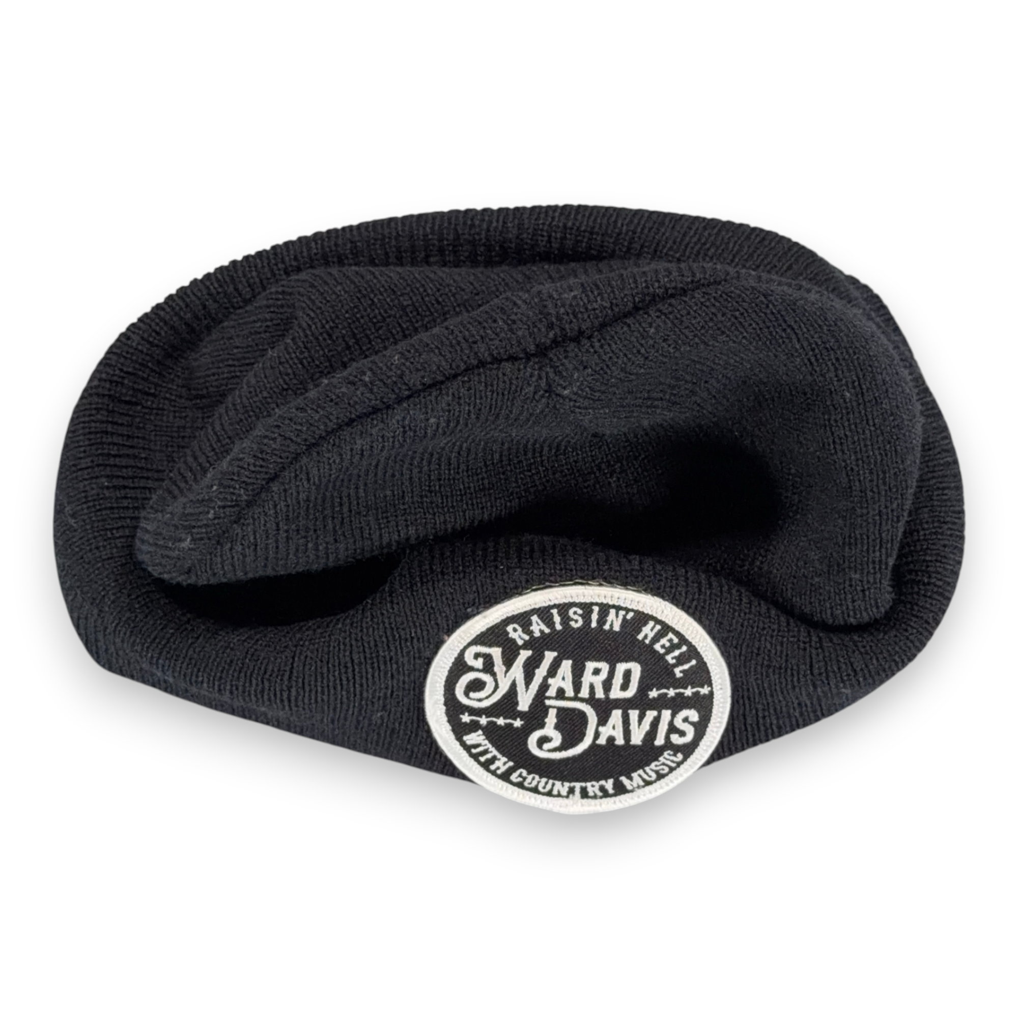 Vintage Ward Davis Hat Adult Black Beanie Raisin Hell Country Music Patch 90s-5 Vintage Ward Davis Hat Adult Black Beanie Raisin Hell Country Music Patch 90s