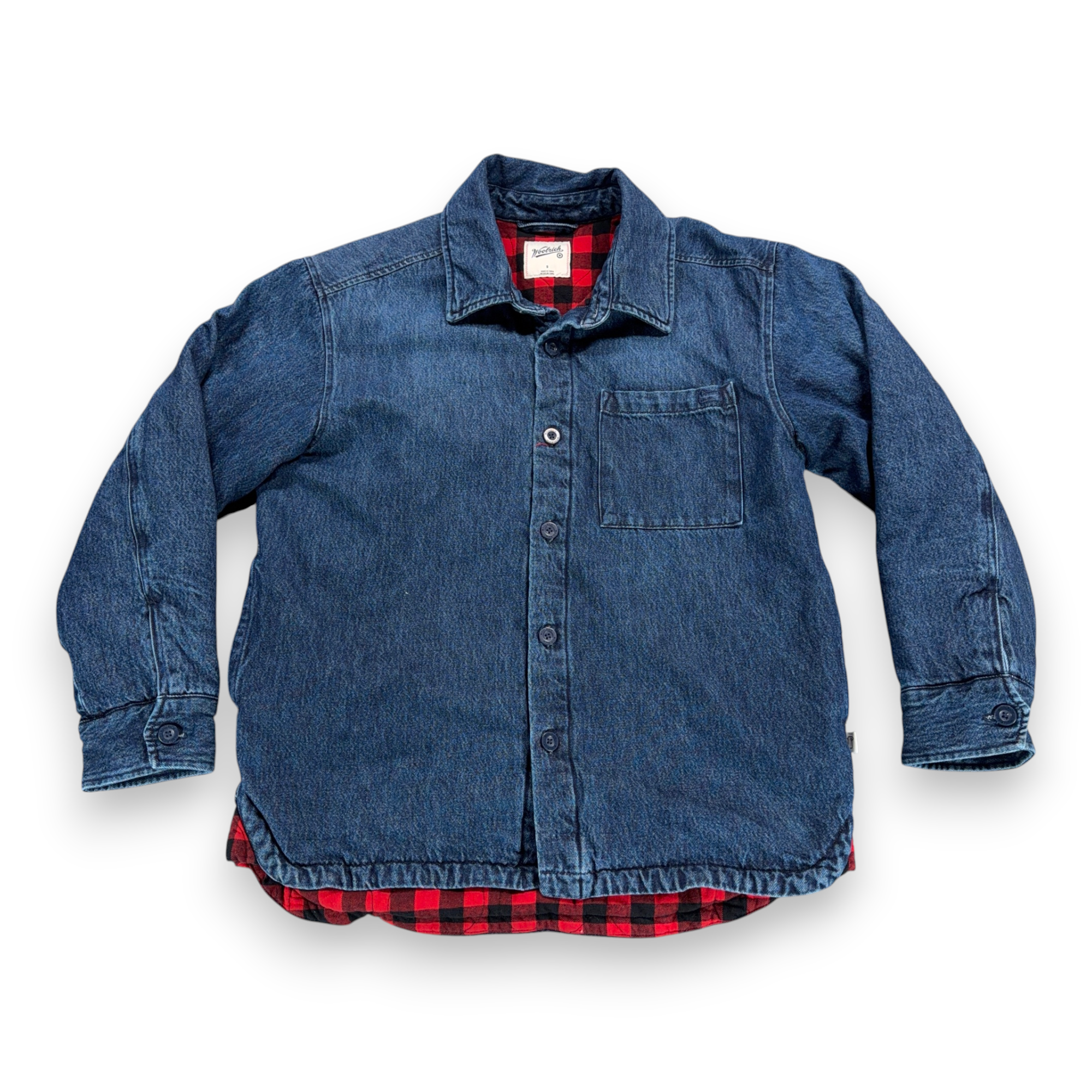 Woolrich Jacket Adult SMALL Blue Denim Flannel Lined Buffalo Plaid Chore Western-1 Woolrich Jacket Adult SMALL Blue Denim Flannel Lined Buffalo Plaid Chore Western