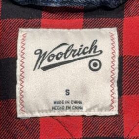 Woolrich Jacket Adult SMALL Blue Denim Flannel Lined Buffalo Plaid Chore Western