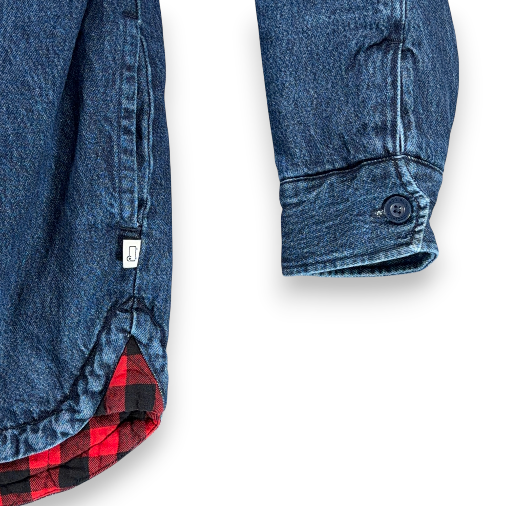 Woolrich Jacket Adult SMALL Blue Denim Flannel Lined Buffalo Plaid Chore Western-7 Woolrich Jacket Adult SMALL Blue Denim Flannel Lined Buffalo Plaid Chore Western