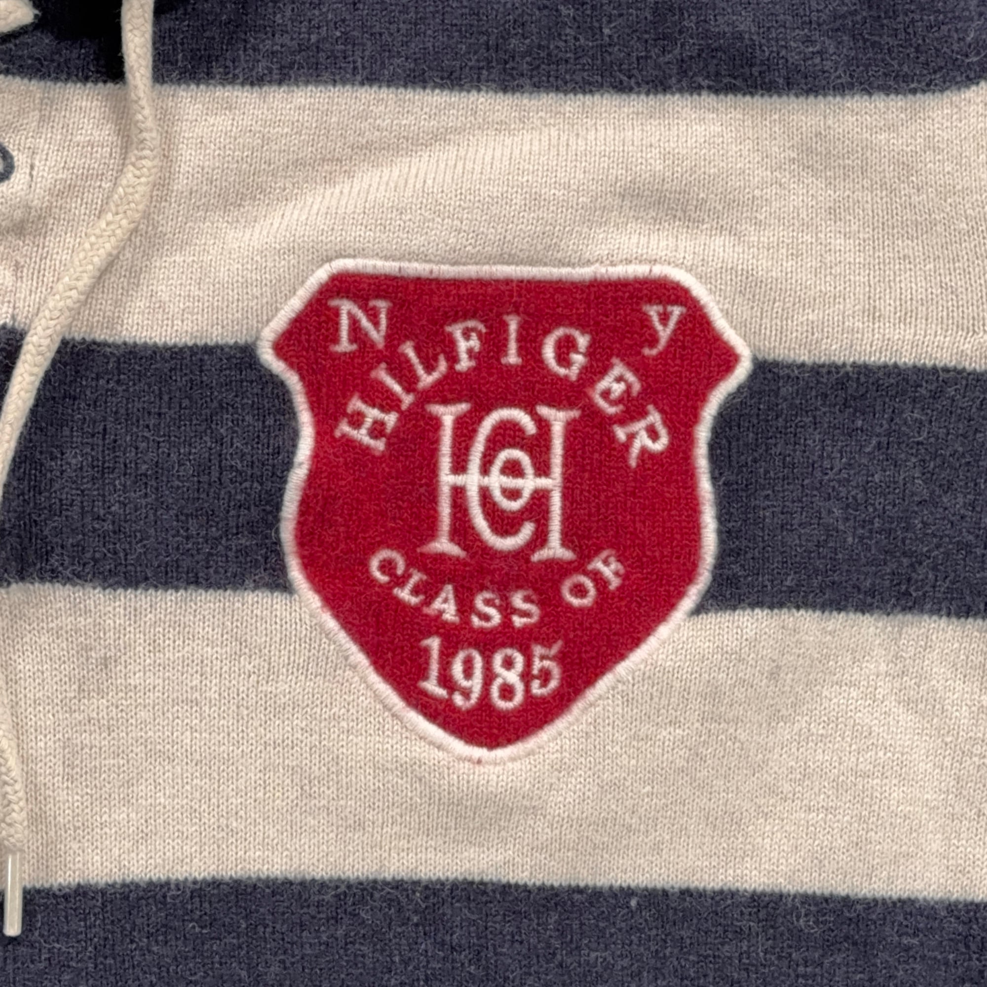 Tommy Hilfiger Polo Shirt Adult MEDIUM Blue White Striped Rugby String Lace Neck-2 Tommy Hilfiger Polo Shirt Adult MEDIUM Blue White Striped Rugby String Lace Neck