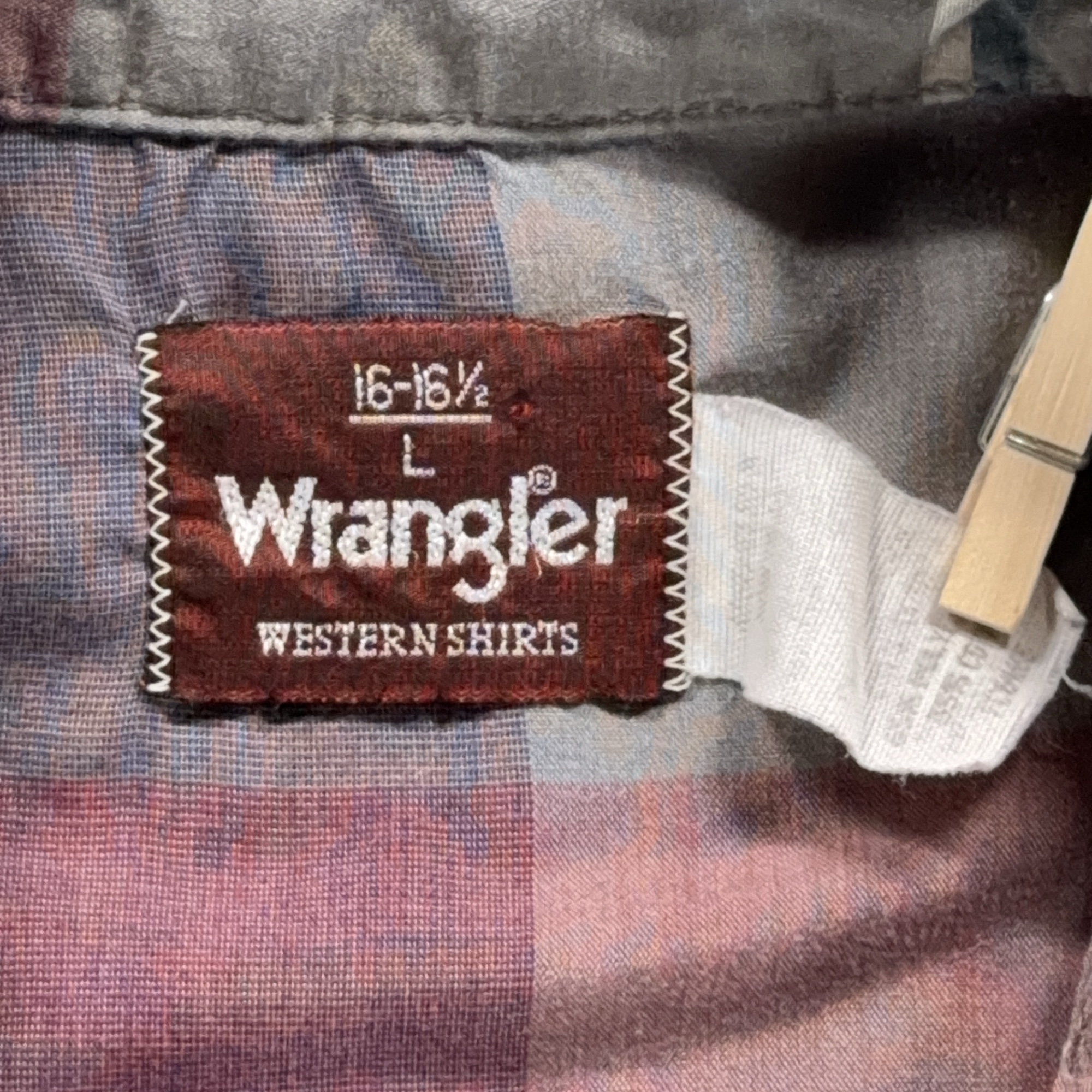 Vintage Wrangler Western Shirt Adult LARGE Gray Pastel Plaid Pearl Snap 80s-4 Vintage Wrangler Western Shirt Adult LARGE Gray Pastel Plaid Pearl Snap 80s