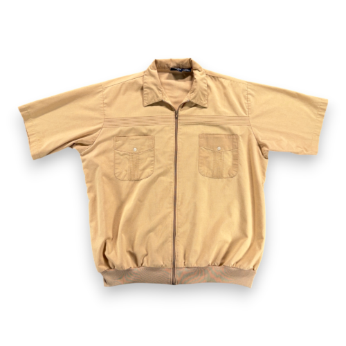 Vintage John Blair Shirt Adult EXTRA LARGE Brown Zip Front Leisure Guayabera 90s