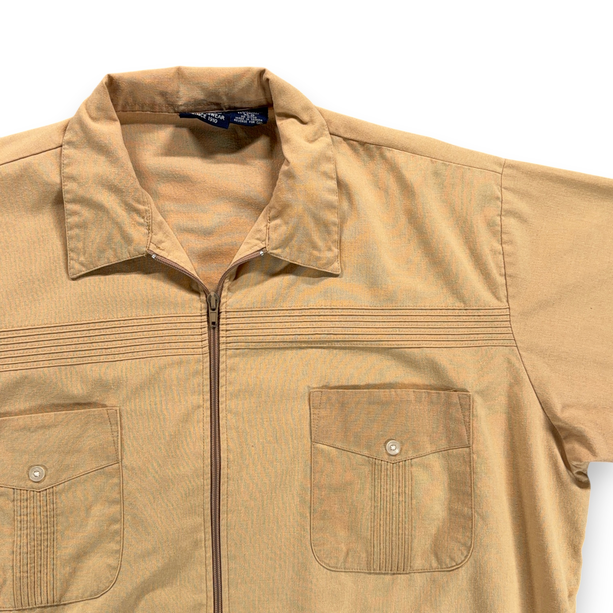 Vintage John Blair Shirt Adult EXTRA LARGE Brown Zip Front Leisure Guayabera 90s-2 Vintage John Blair Shirt Adult EXTRA LARGE Brown Zip Front Leisure Guayabera 90s