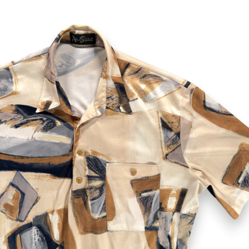 Vintage Alan Stuart Polo Shirt Adult LARGE Brown Abstract Art Geometric 90s-2 Vintage Alan Stuart Polo Shirt Adult LARGE Brown Abstract Art Geometric 90s