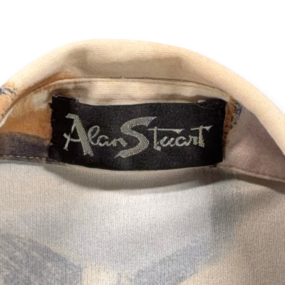 Vintage Alan Stuart Polo Shirt Adult LARGE Brown Abstract Art Geometric 90s