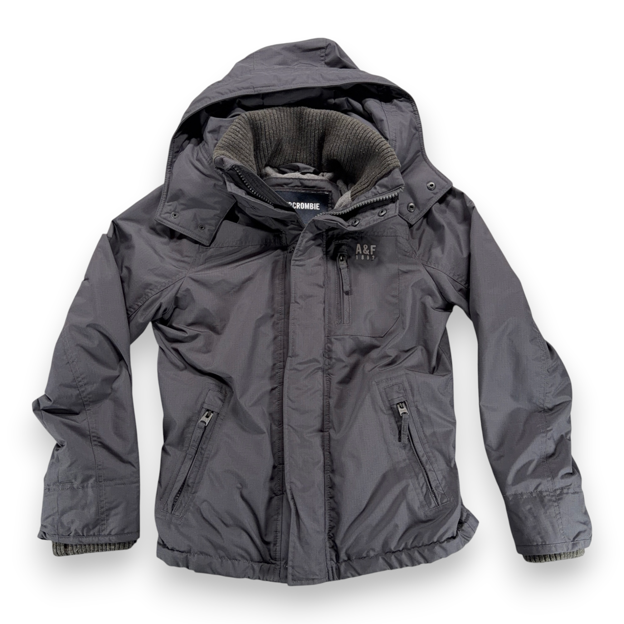 Abercrombie Fitch Jacket Adult MEDIUM Gray All Weather Warrior Parka Hooded-1 Abercrombie Fitch Jacket Adult MEDIUM Gray All Weather Warrior Parka Hooded