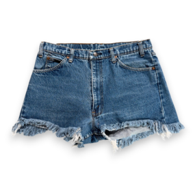 Vintage Levis Jean Shorts Womens 34 Blue 505 Cutoff Denim Orange Tab USA 70s