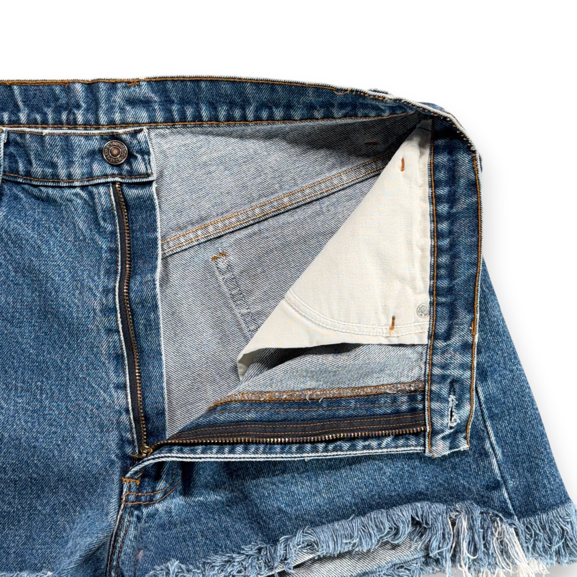 Vintage Levis Jean Shorts Womens 34 Blue 505 Cutoff Denim Orange Tab USA 70s-2 Vintage Levis Jean Shorts Womens 34 Blue 505 Cutoff Denim Orange Tab USA 70s