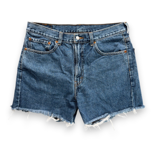 Levis Shorts Womens 34 Blue Jean Denim Cutoff 505 Regular Fit Upcycled Y2K