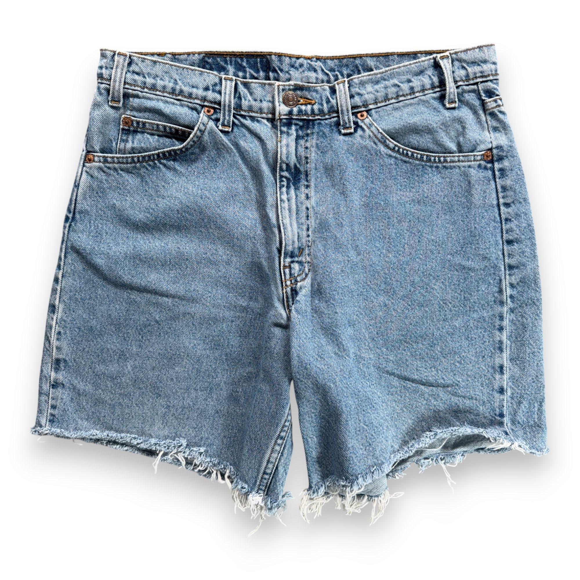 Vintage Levis Shorts Womens 34 Blue Jean Denim Cutoff 550 Relaxed Fit Cotton 90s
