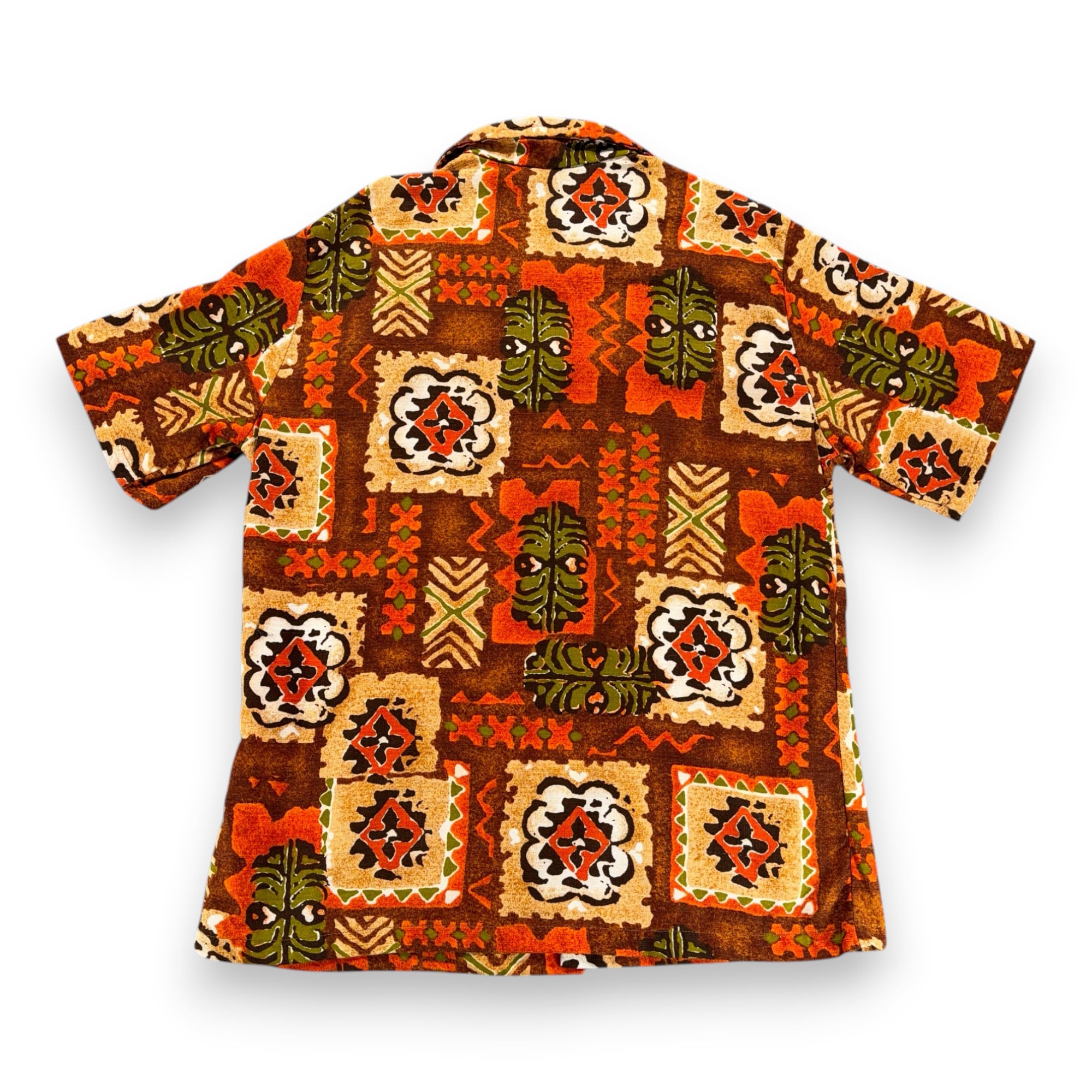 Vintage JC Penney Hawaiian Shirt Adult MEDIUM Burnt Orange Tiki Barkcloth 70s-3 Vintage JC Penney Hawaiian Shirt Adult MEDIUM Burnt Orange Tiki Barkcloth 70s