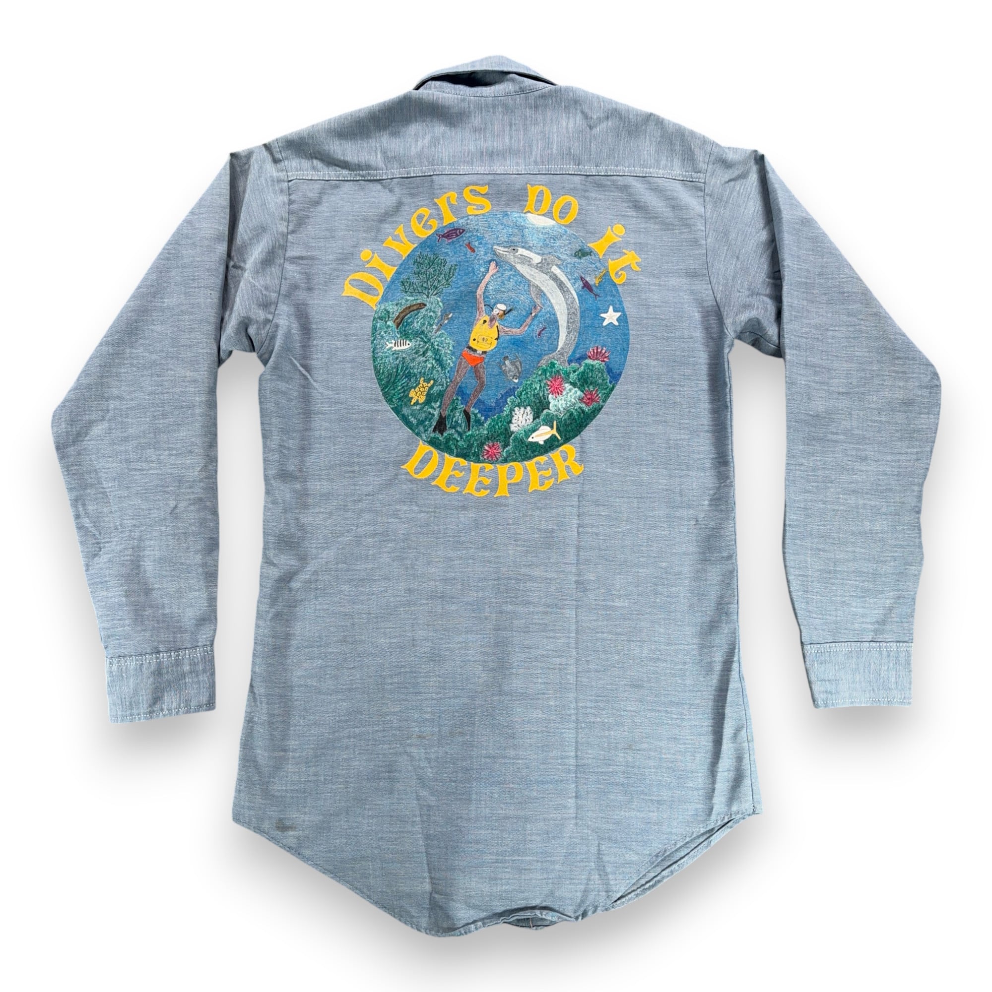 Vintage Big Mac Shirt Adult SMALL Blue JC Penney Hand Painted Divers USA 60s-3 Vintage Big Mac Shirt Adult SMALL Blue JC Penney Hand Painted Divers USA 60s