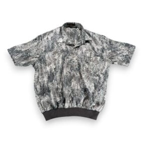 Vintage Alan Stuart Polo Shirt Adult LARGE Gray Silver Abstract Banded USA 80s