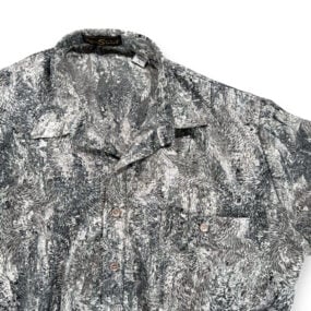 Vintage Alan Stuart Polo Shirt Adult LARGE Gray Silver Abstract Banded USA 80s