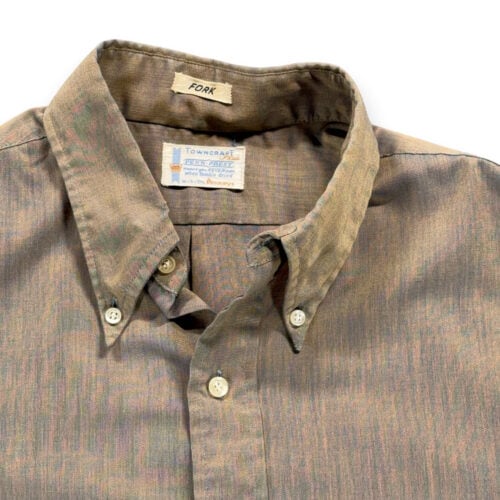 Vintage Towncraft Shirt Adult MEDIUM Gold Blue Shimmer JC Penney Prest USA 60s-2 Vintage Towncraft Shirt Adult MEDIUM Gold Blue Shimmer JC Penney Prest USA 60s